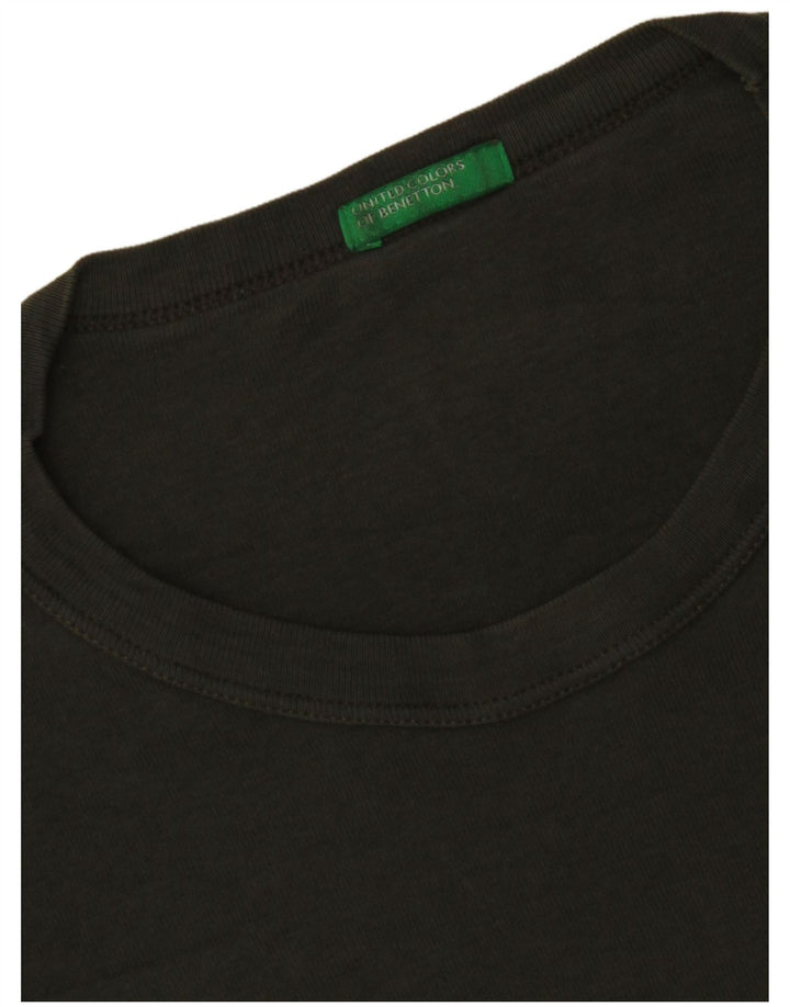 BENETTON Top grafico da donna a maniche lunghe UK 12 Verde medio