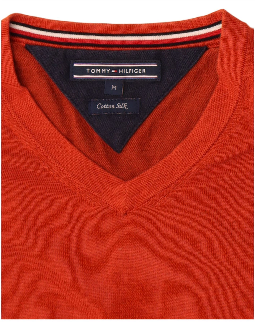 Maglione maglione con scollo a V da uomo Tommy Hilfiger arancione medio