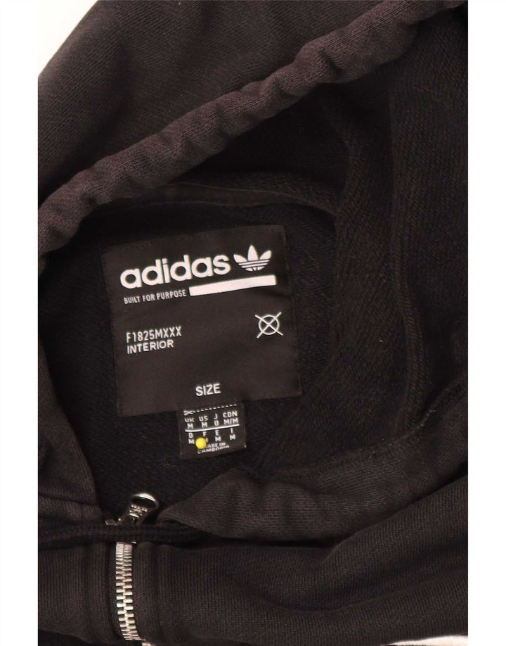 Maglione con cappuccio e zip grafica da uomo Adidas in cotone nero medio