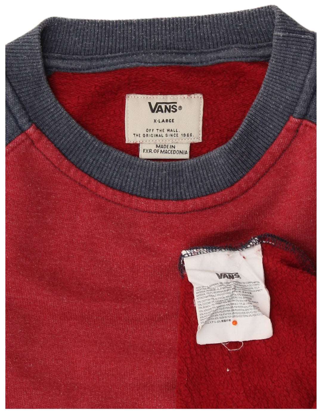 Felpa da donna VANS maglione UK 18 XL rosso color block in cotone