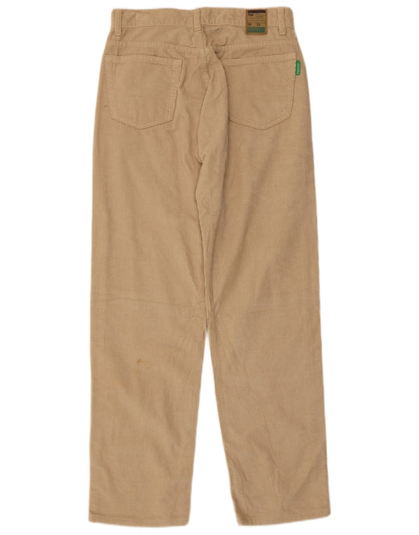 Pantaloni dritti da uomo in velluto a coste Benetton W30 L29 in cotone beige