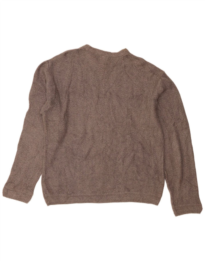 Chaps Uomo Maglione Girocollo Maglione Grande Cotone Grigio a Spina di Pesce