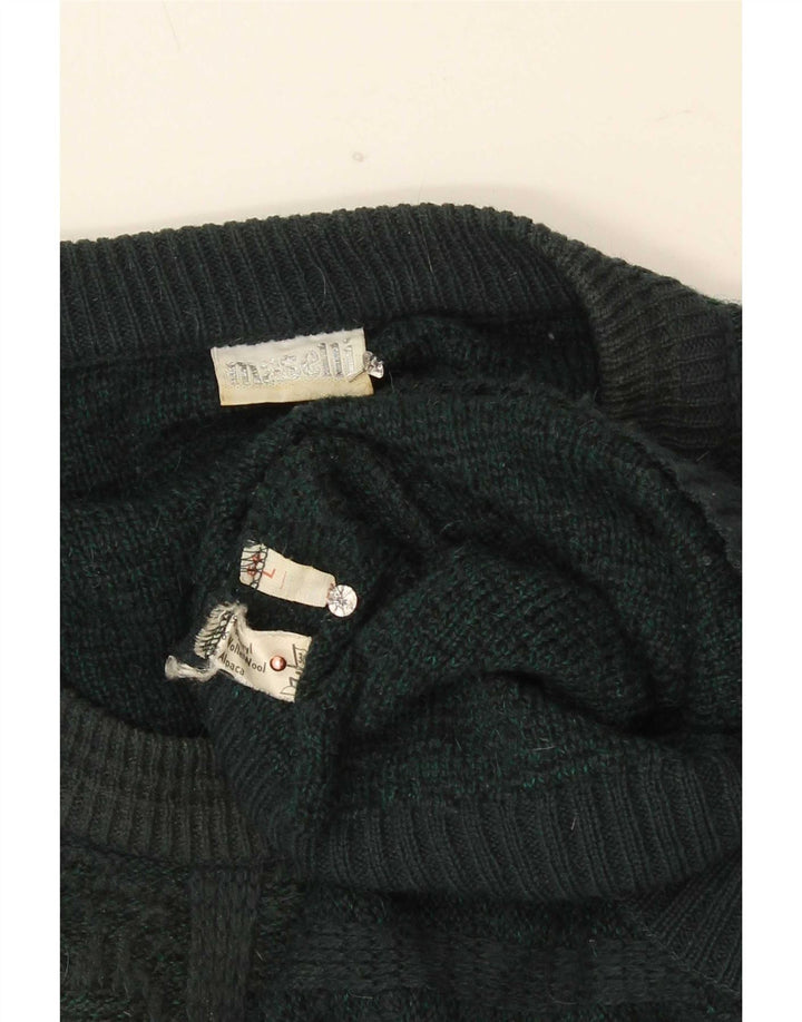 Maglione maglione girocollo da uomo vestibilità regolare Maselli grande verde geometrico