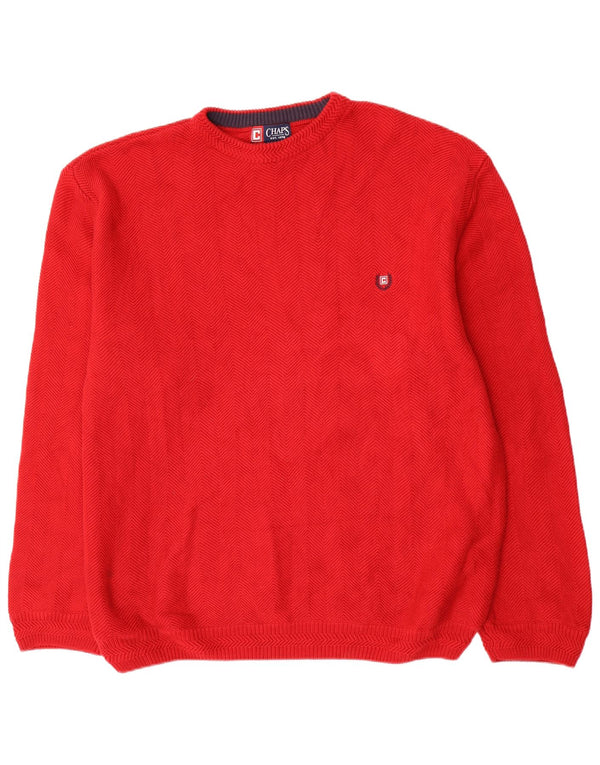 Maglione maglione girocollo da uomo Chaps 2XL cotone rosso a spina di pesce