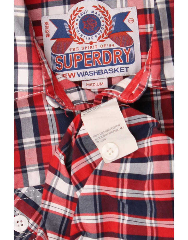 Camicia a maniche corte da uomo Superdry in cotone a quadri rosso medio