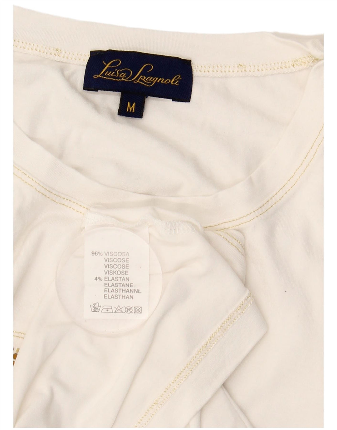 LUISA SPAGNOLI T-shirt grafica da donna Top UK 14 Viscosa bianca media