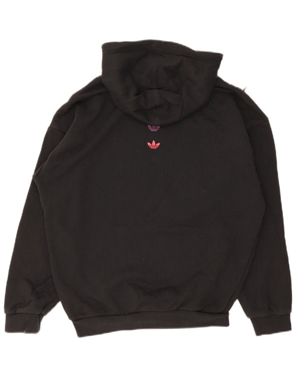Felpa con cappuccio oversize grafica da donna Adidas UK 6 XS cotone nero