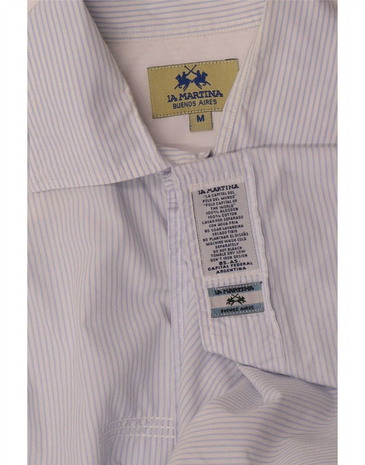 Camicia da uomo con vestibilità regolare grafica La Martina in cotone a righe blu medio
