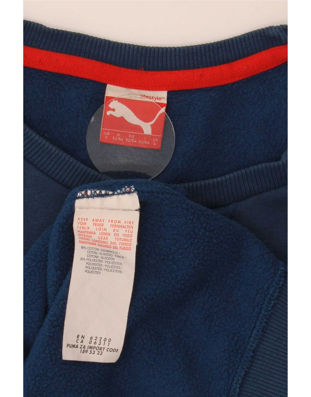 Felpa grafica da uomo Puma Maglione grande in cotone blu