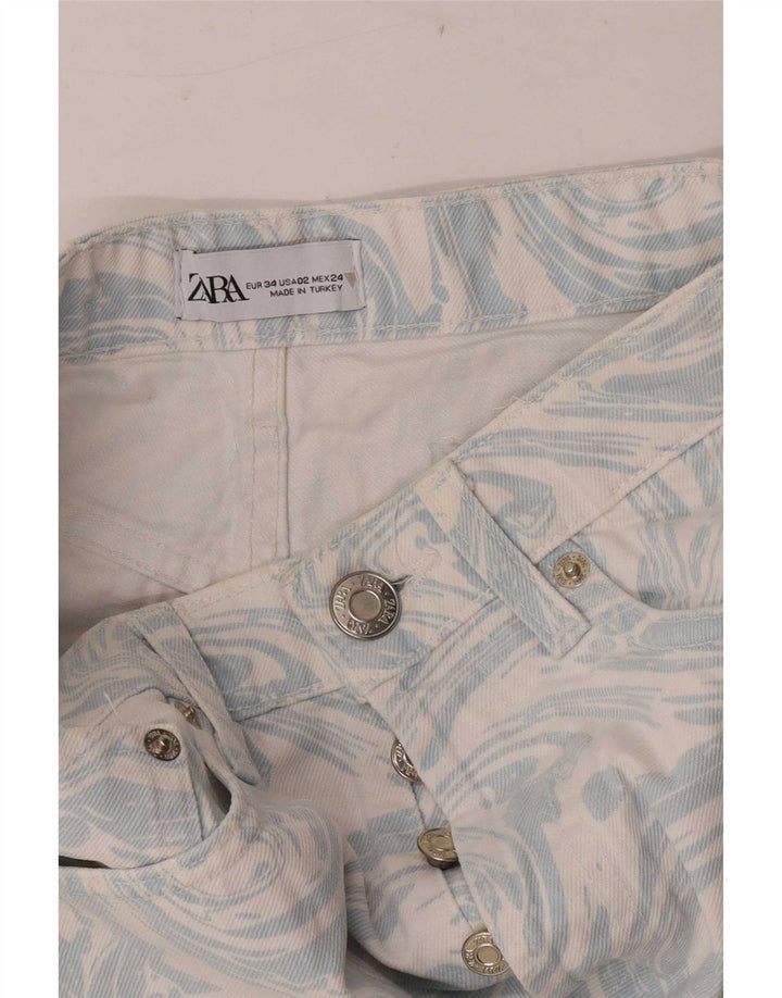 Pantaloncini di jeans Zara da donna con motivo astratto EU 34 2XS W24 Blu