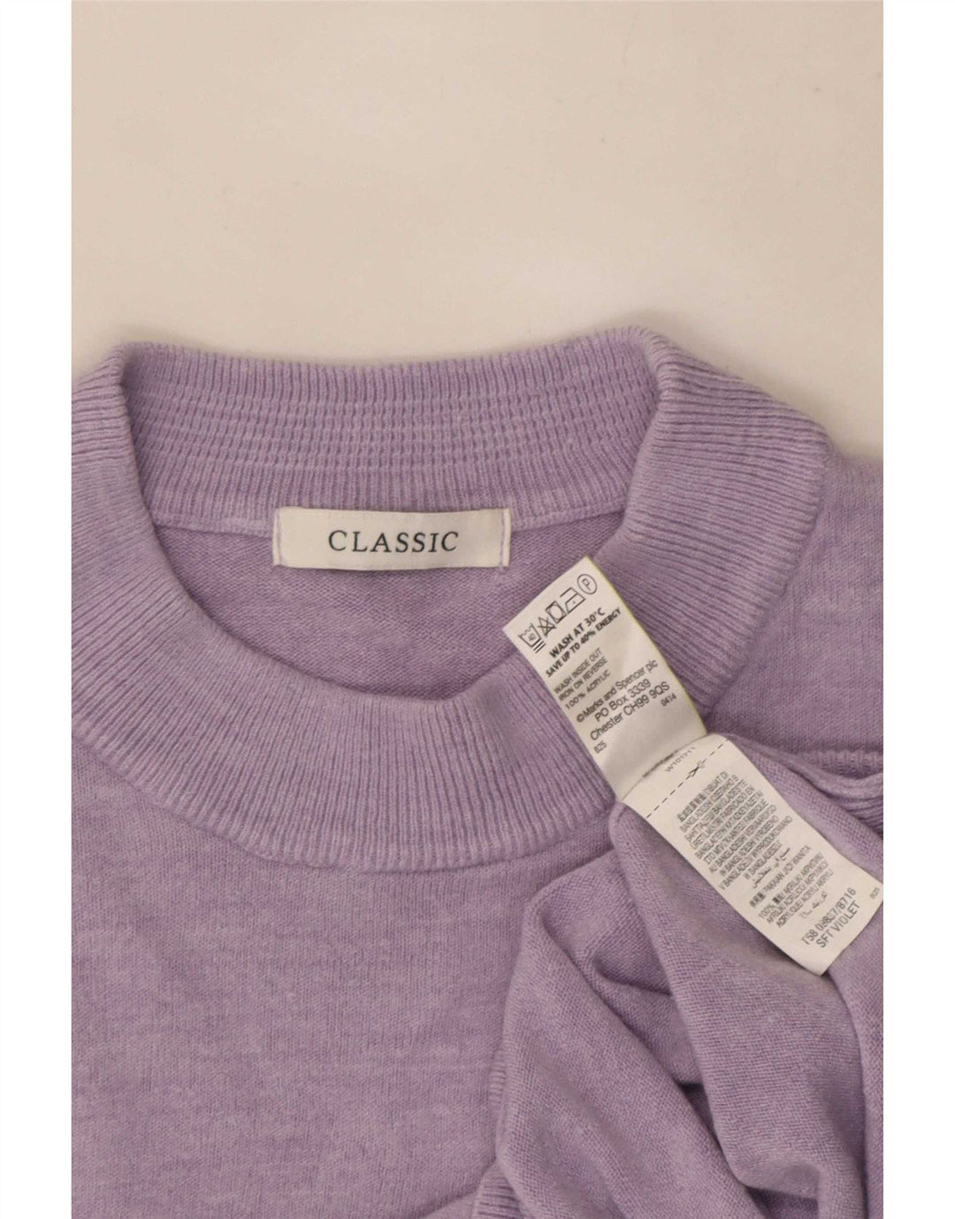 Maglione maglione girocollo da donna Marks & Spencer UK 16 grande viola