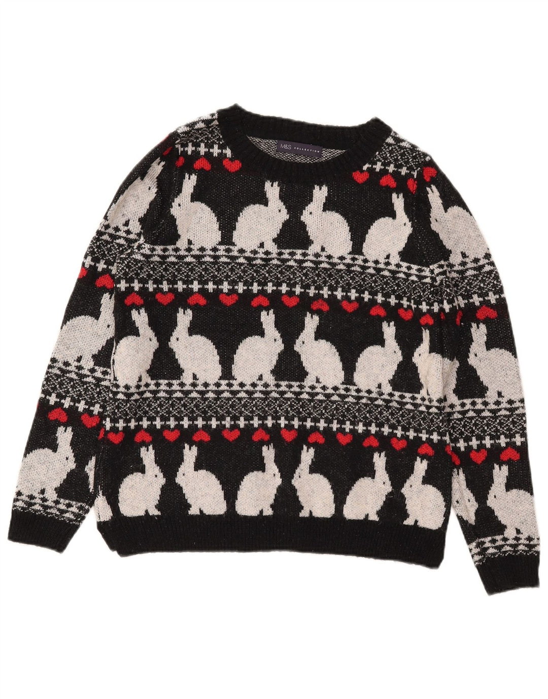 MARKS & SPENCER maglione da donna con scollo a barca UK 10 piccolo nero