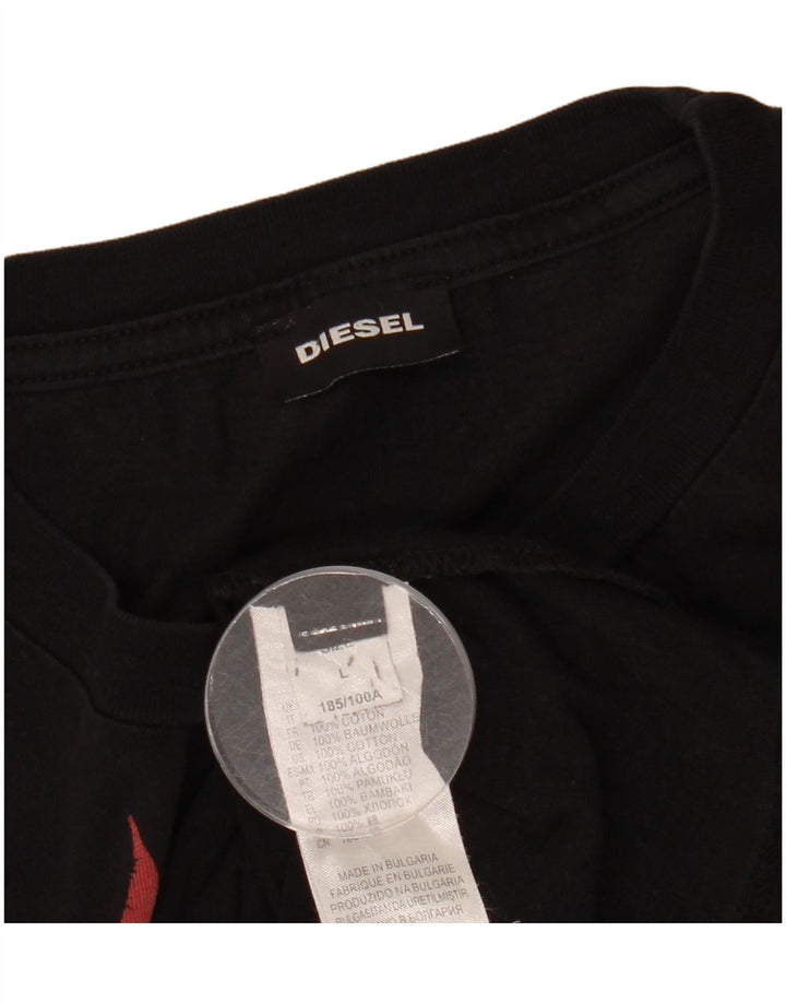 T-shirt grafica da uomo Diesel Top grande in cotone nero