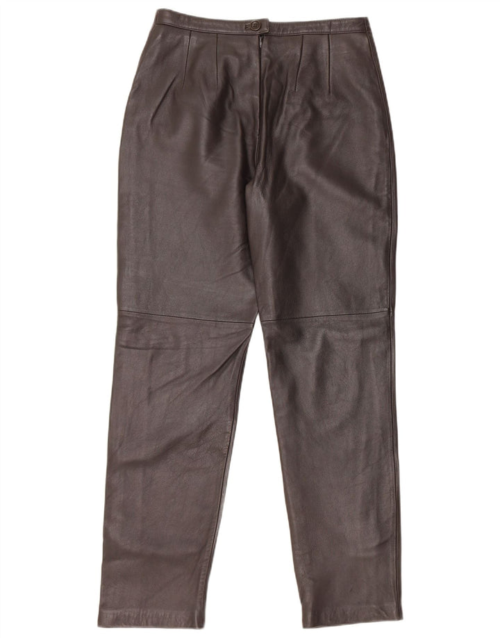 Pantaloni in pelle affusolati da donna GIANNI US 4 Small W26 L28 in pelle marrone
