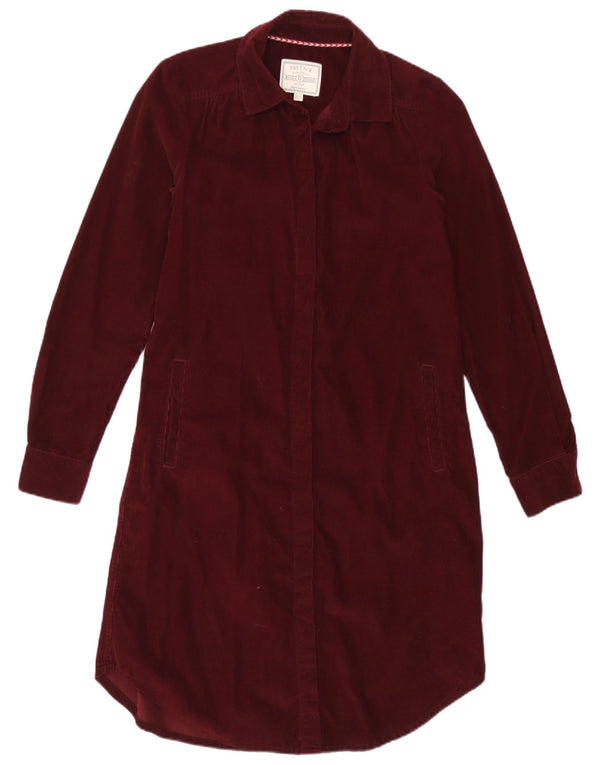 Abito camicia da donna in velluto a coste Fat Face UK 6 XS cotone bordeaux