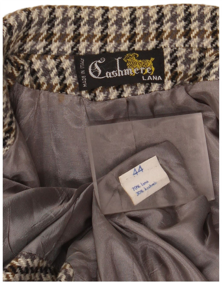 Giacca blazer vintage da donna a 2 bottoni IT 44 in lana pied de poule grigio medio