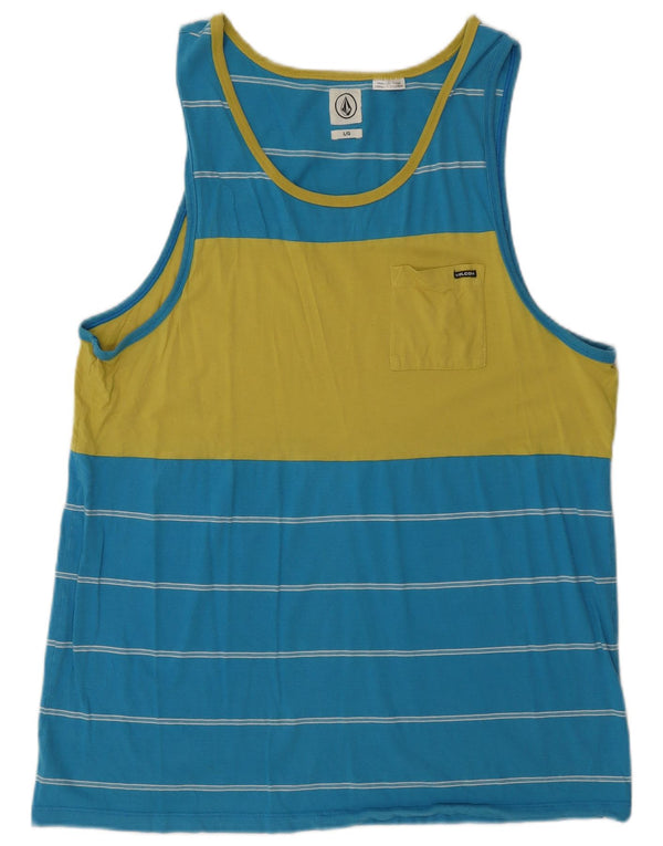 Canotta da uomo Volcom grande in cotone a righe blu