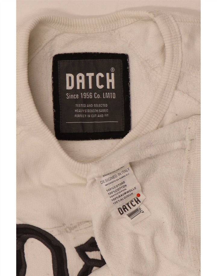 Felpa grafica da uomo Datch, maglione, cotone bianco medio