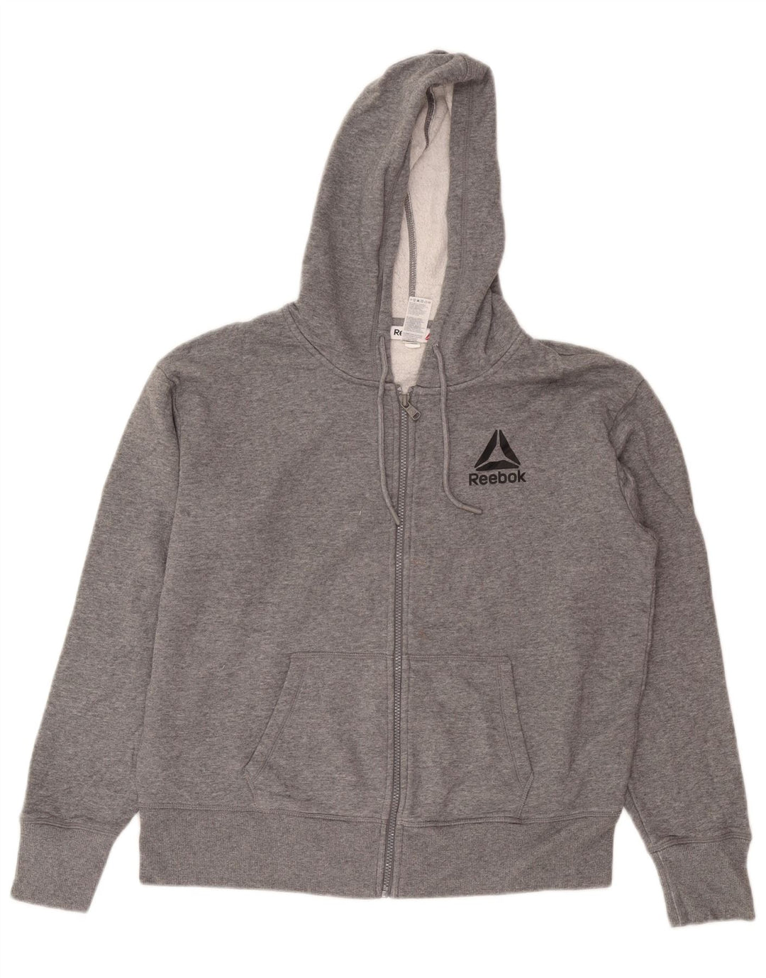 Maglione con cappuccio e zip da uomo Reebok grande in cotone grigio