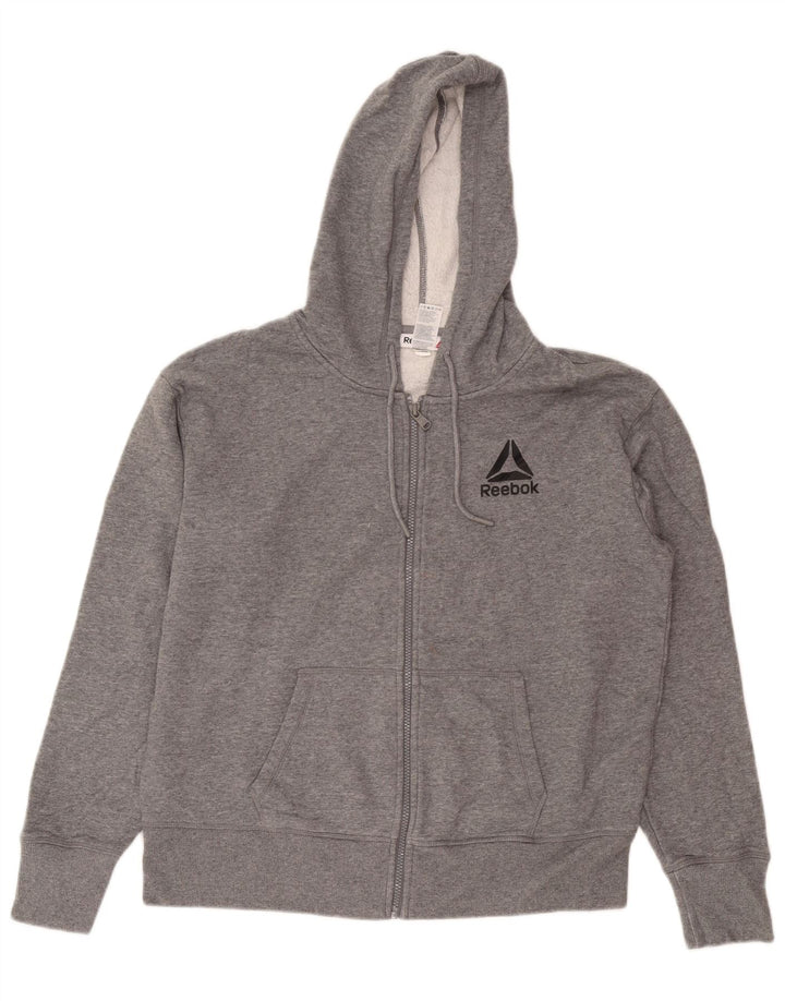 Maglione con cappuccio e zip da uomo Reebok grande in cotone grigio