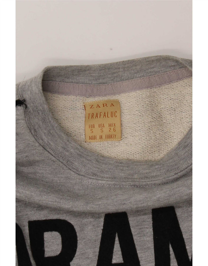 Felpa oversize grafica da donna Zara UK 10 piccola grigia