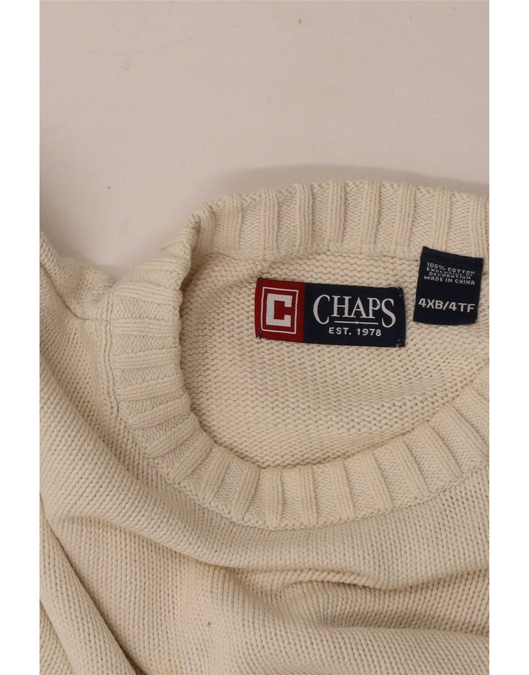 Maglione maglione girocollo da uomo Chaps 4XL cotone beige