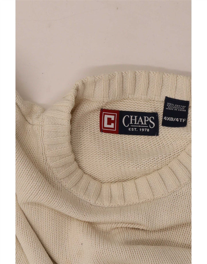 Maglione maglione girocollo da uomo Chaps 4XL cotone beige