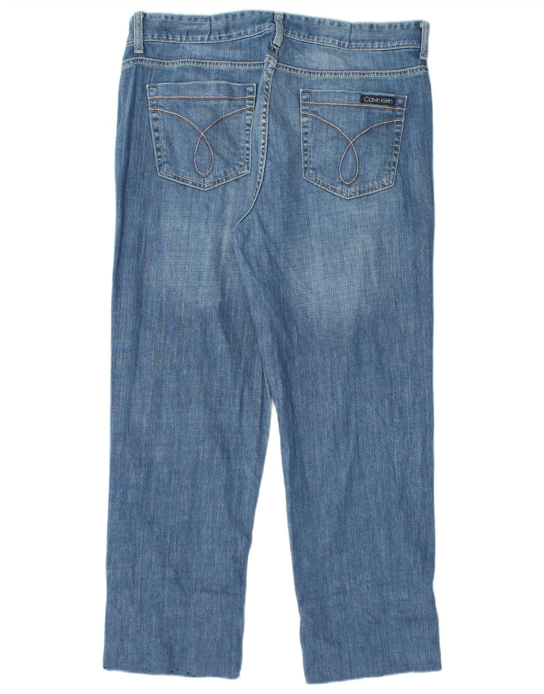 CALVIN KLEIN Jeans cropped a vita alta da donna US 14 Large W32 L26 Blu