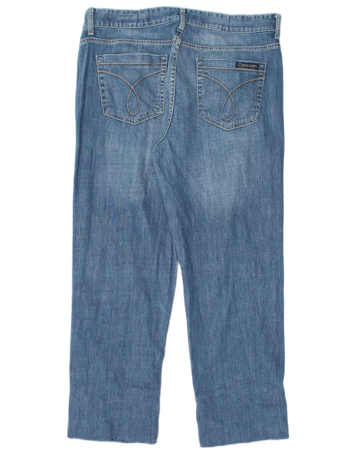 CALVIN KLEIN Jeans cropped a vita alta da donna US 14 Large W32 L26 Blu