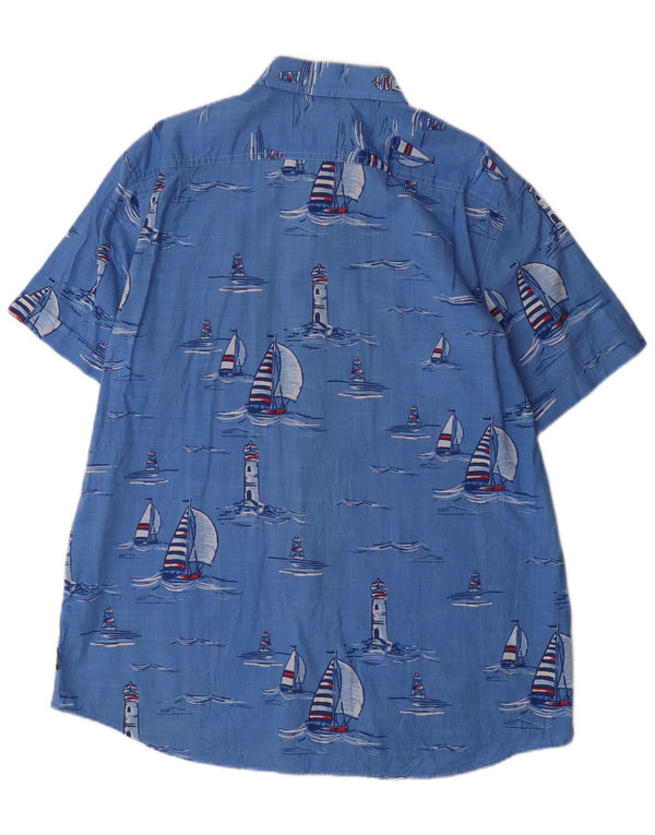 Camicia a maniche corte da uomo IZOD Salt Water XL in cotone blu hawaiano