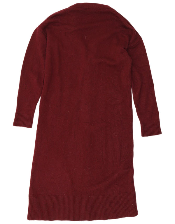 Maglione cardigan lungo da donna Massimo Dutti UK 10 piccolo in lana bordeaux