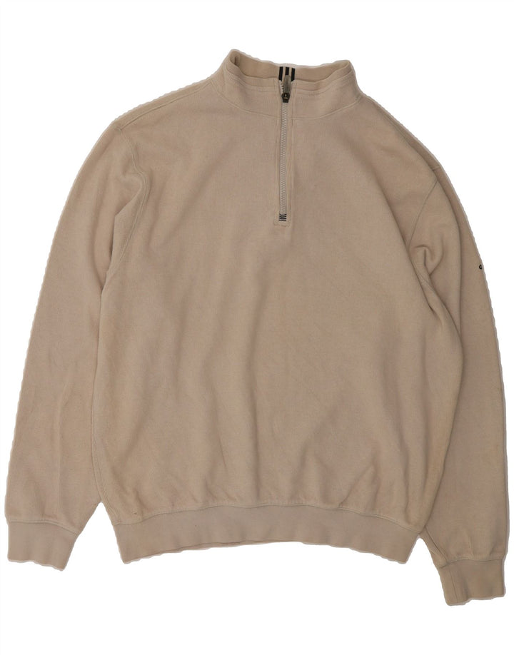 ADIDAS Mens Zip Neck Sweatshirt Jumper Large Beige Cotton Vintage Adidas and Second-Hand Adidas from Messina Hembry 