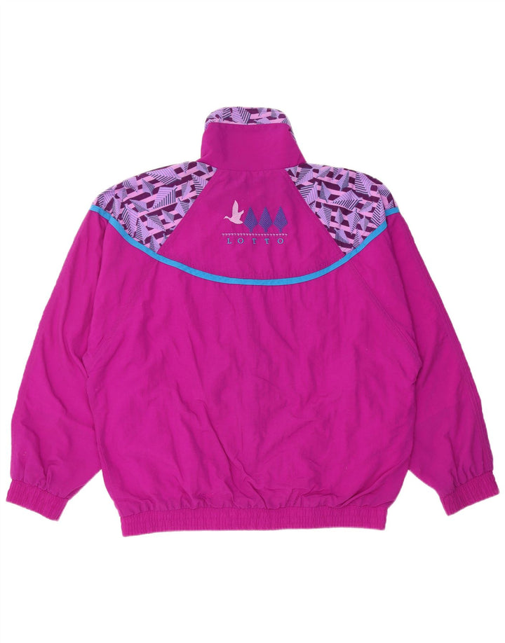 LOTTO Womens Tracksuit Top Jacket UK 14 Medium Purple Geometric Polyamide