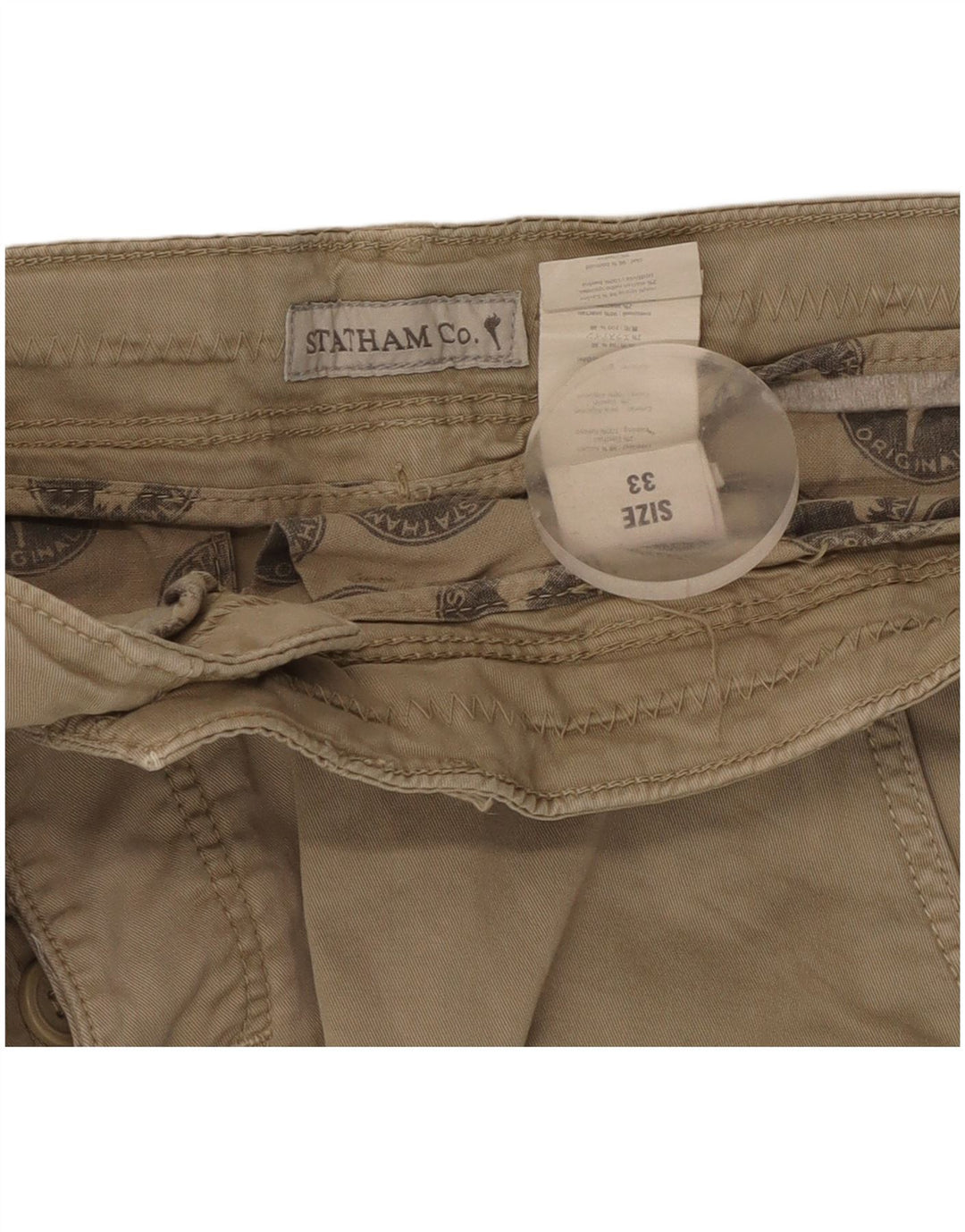 Pantaloncini cargo vintage da uomo W33 in cotone beige medio