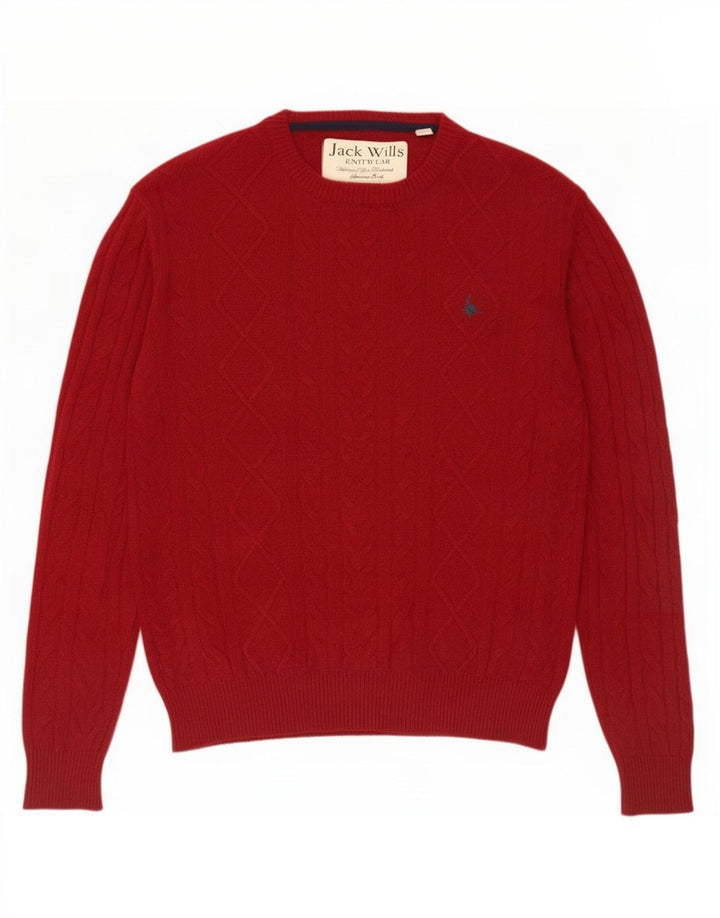 Maglione da uomo girocollo Jack Wills in lana merino marrone medio medio