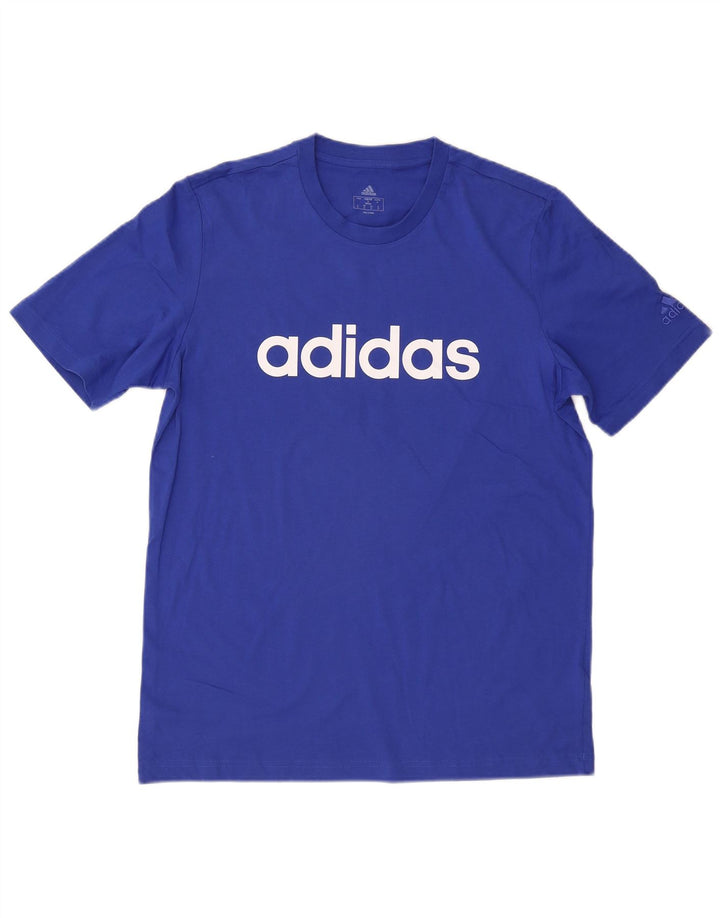 T-shirt grafica da uomo Adidas Top in cotone blu medio