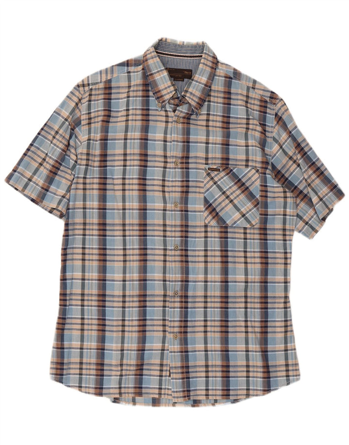 MARLBORO CLASSICS Camicia a maniche corte da uomo XL in cotone a quadri blu