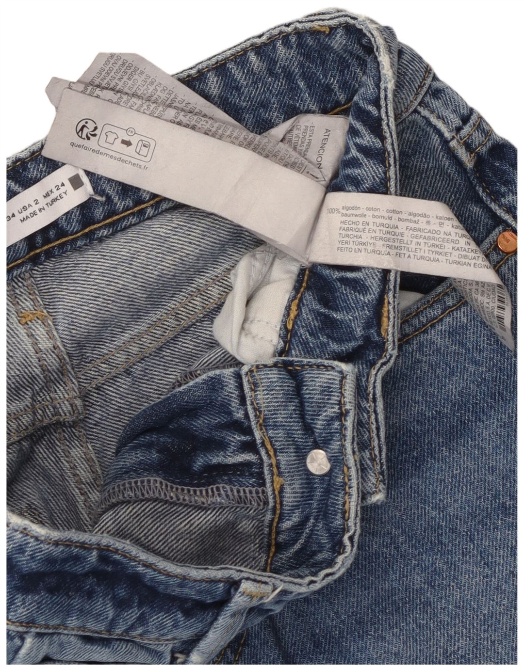 Jeans dritti da donna Zara EU 34 2XS W24 L29 Blu