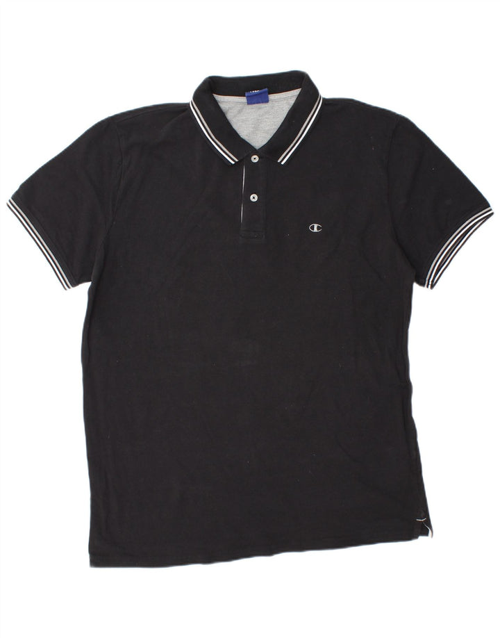 Polo da uomo Champion grande in cotone nero