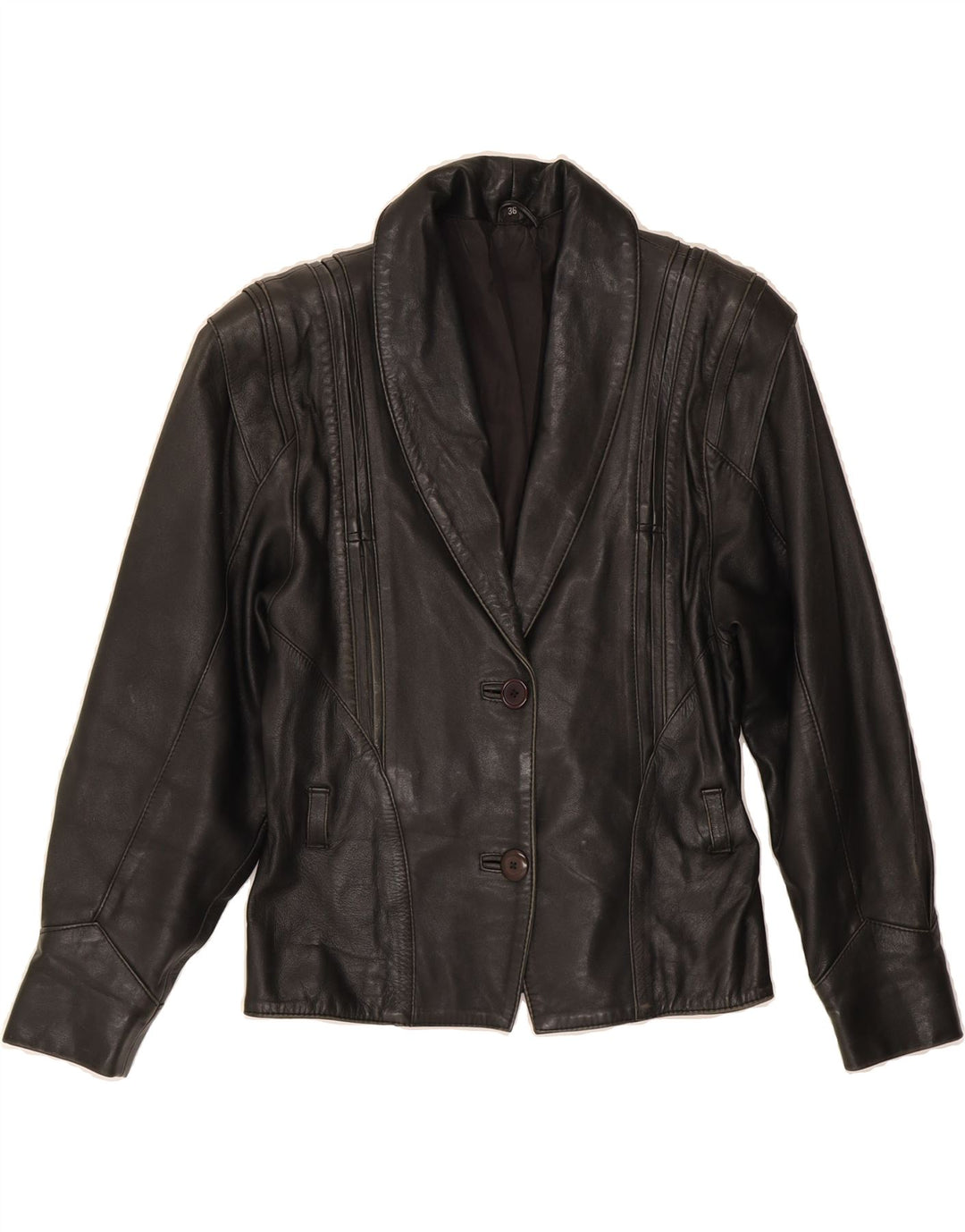 VINTAGE Womens Leather Jacket EU 36 Small Black Leather Vintage Vintage and Second-Hand Vintage from Messina Hembry 