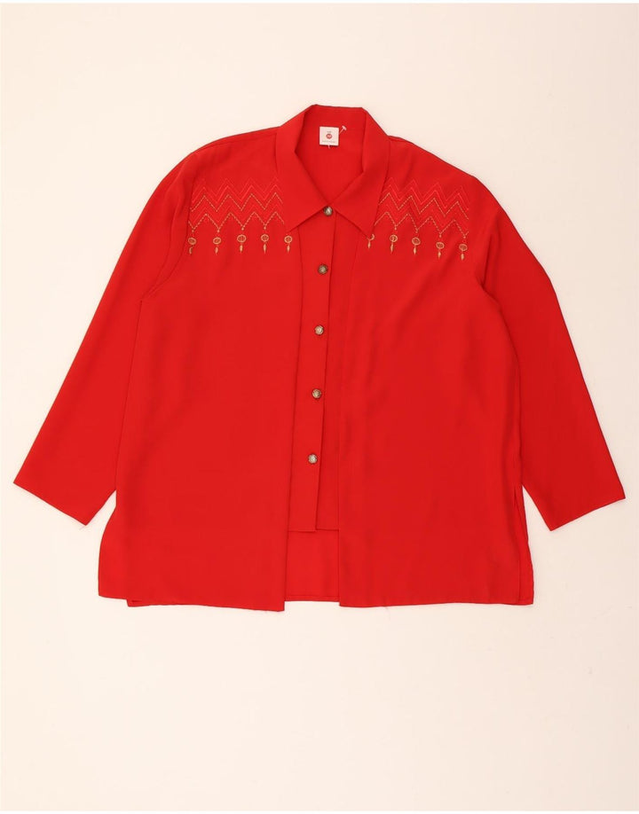 VINTAGE Womens Shirt Blouse UK 20 2XL Red Polyester Vintage Vintage and Second-Hand Vintage from Messina Hembry 