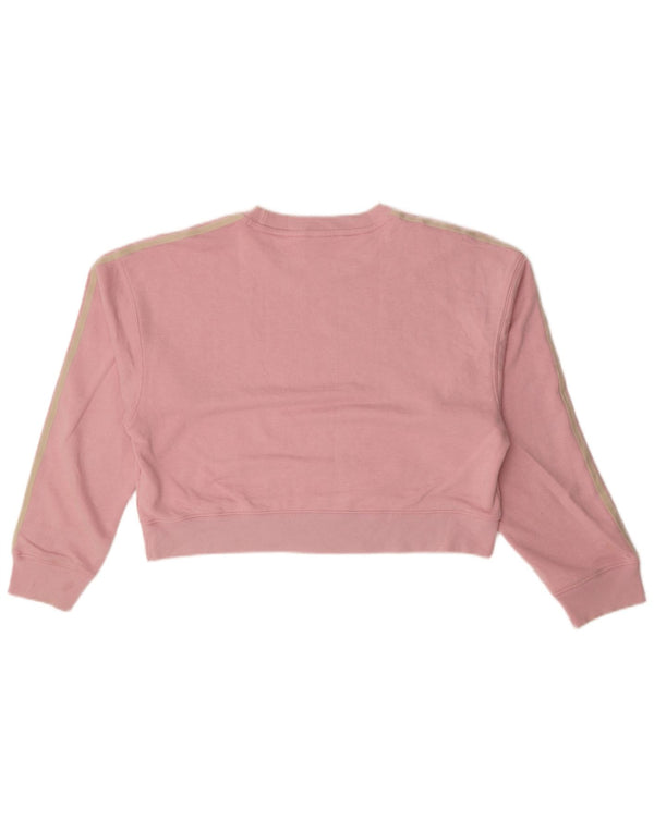 Felpa oversize corta Adidas da donna, maglione UK 6 XS, cotone rosa