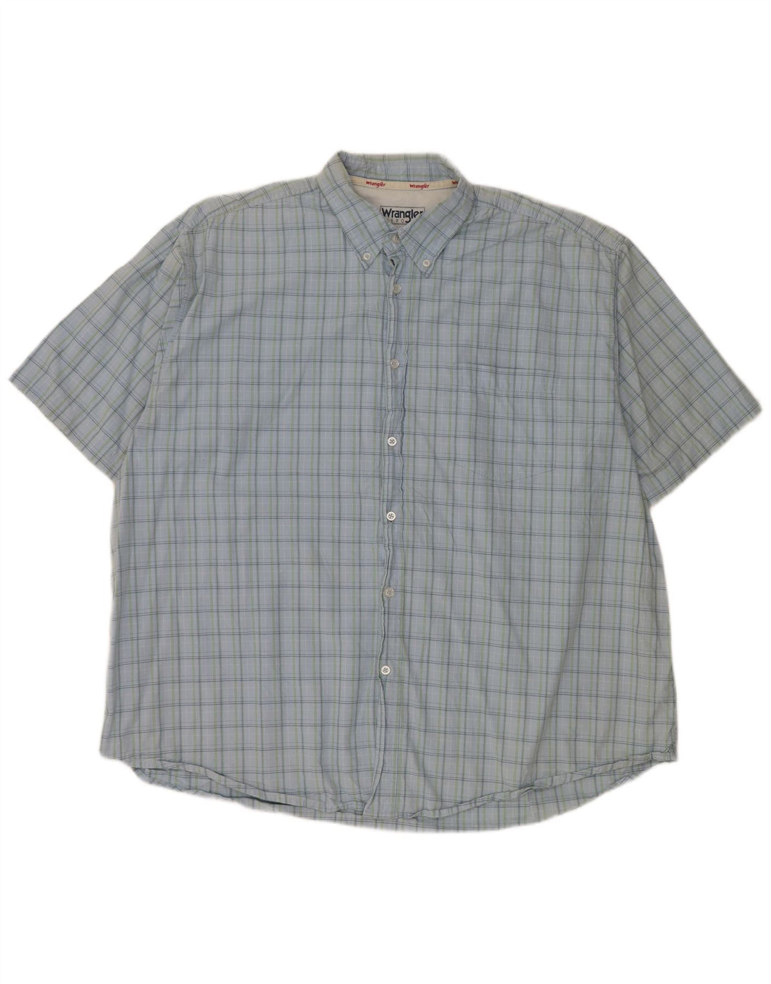 Camicia a maniche corte da uomo Wrangler 2XL in cotone a quadri blu