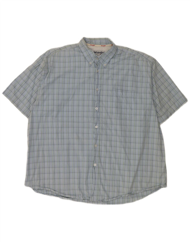 Camicia a maniche corte da uomo Wrangler 2XL in cotone a quadri blu