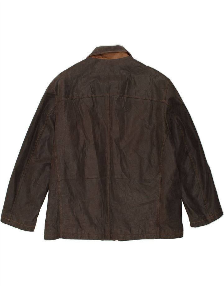 LUCA D'ALTIERI Giacca in pelle da uomo UK 56 3XL Pelle marrone