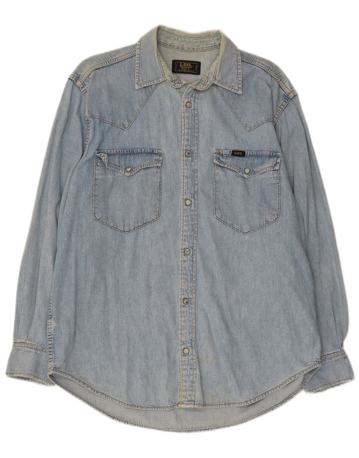 Camicia in denim da uomo Lee piccola in cotone blu