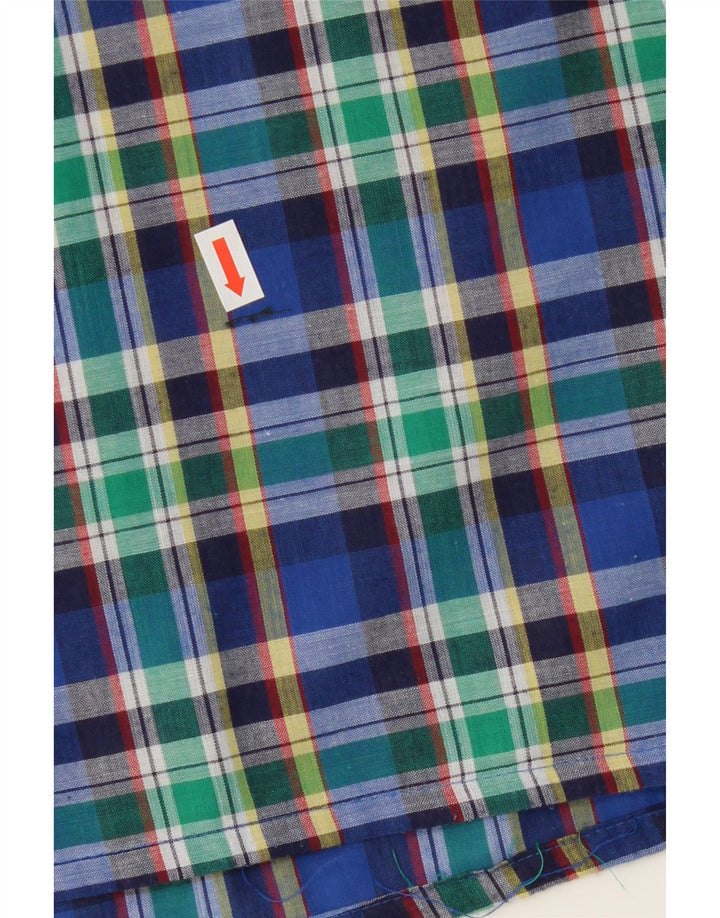 VINTAGE Mens Shirt Large Navy Blue Check Polyester Vintage Vintage and Second-Hand Vintage from Messina Hembry 