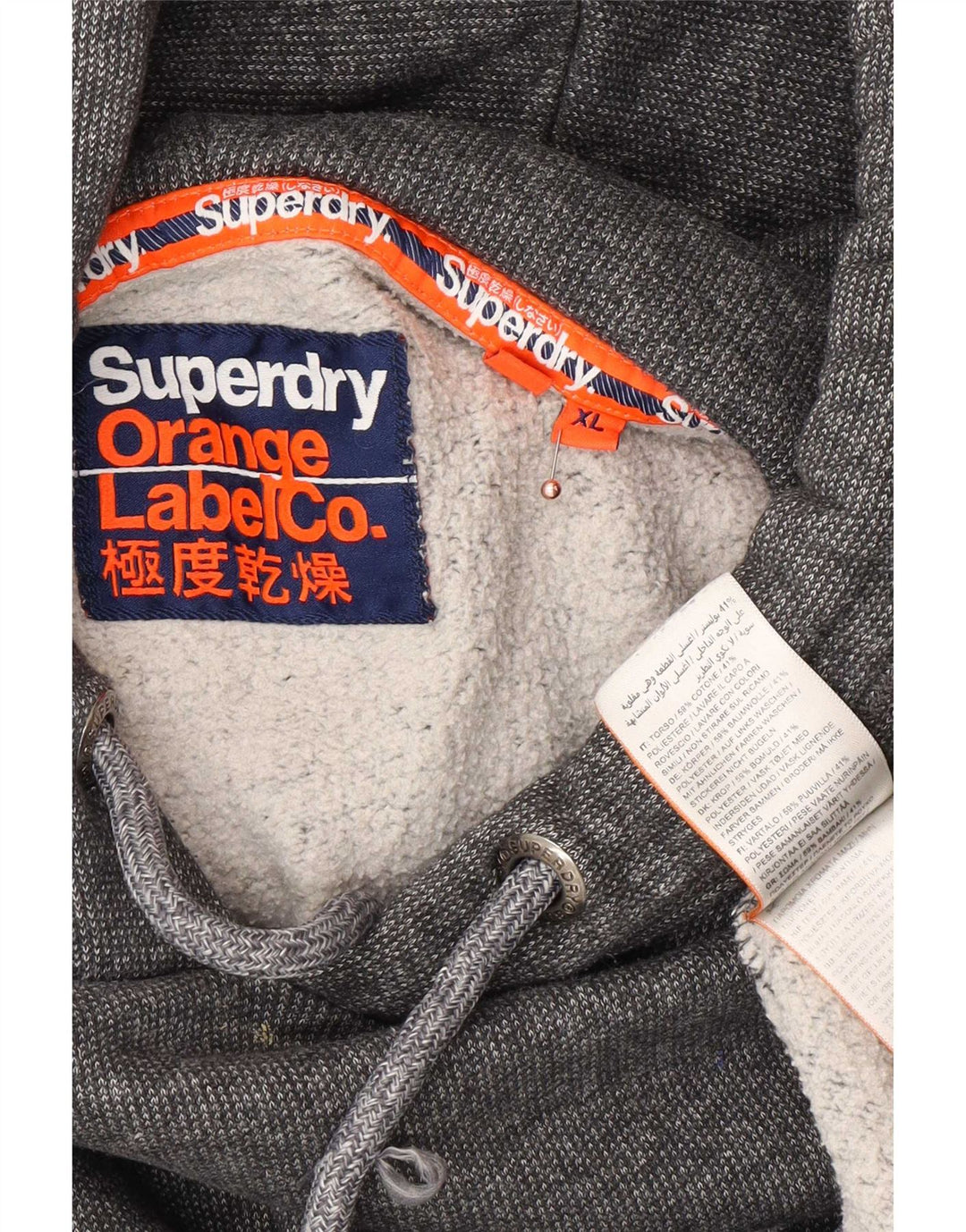 Felpa con cappuccio da uomo Superdry XL in cotone grigio