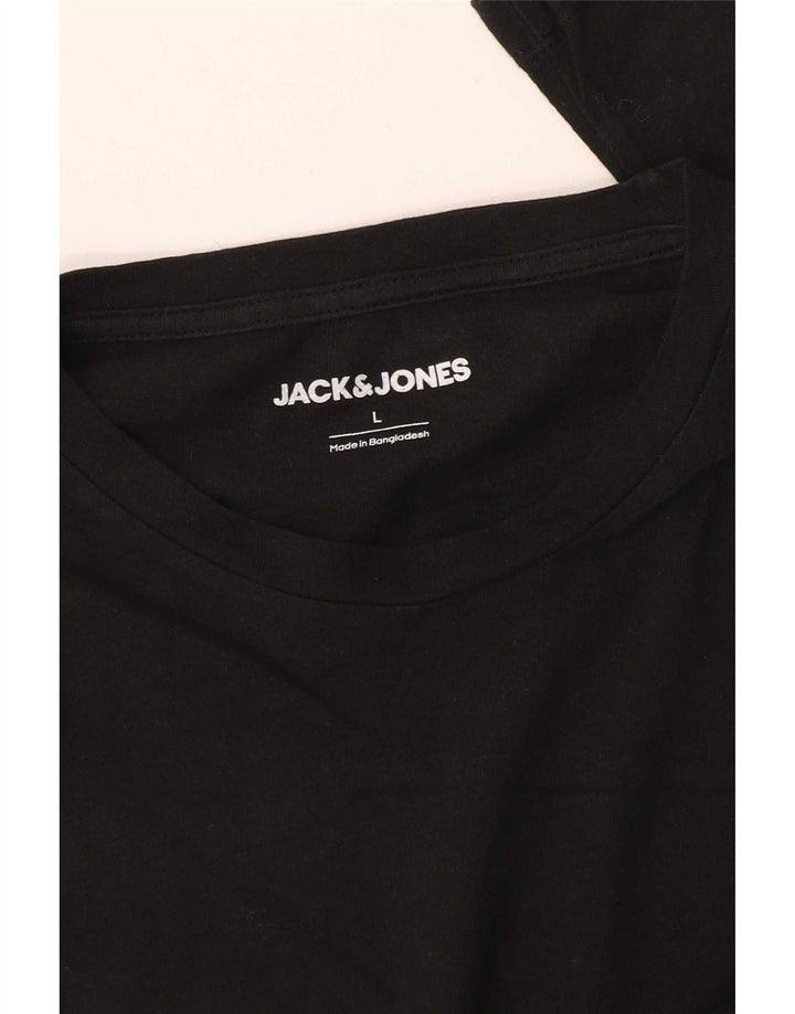 Jack & Jones Top grafico da uomo manica lunga grande Nero