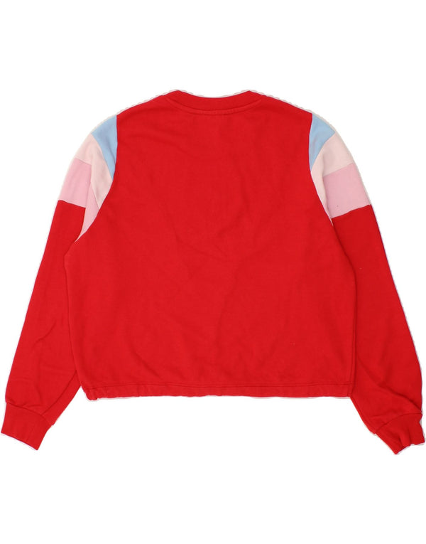 LEVI'S Donna Felpa Corta Oversize Maglione UK 6 XS Rosso Colorblock